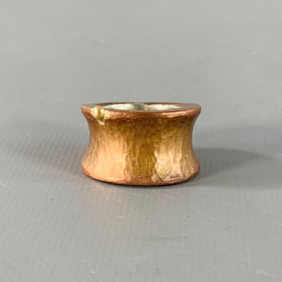 LOCUST HOUSE Ring Size 9 Copper Gold Hammered Sterling Silver Saddle Ring